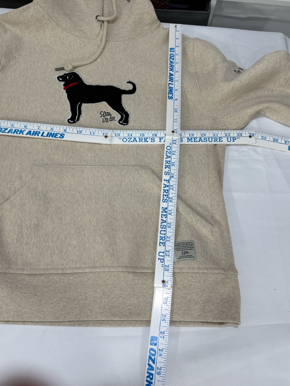 The Black Dog 50th Ltd Edition Cream hoodie with Black Dog Graphic - Picture 5 of 6
